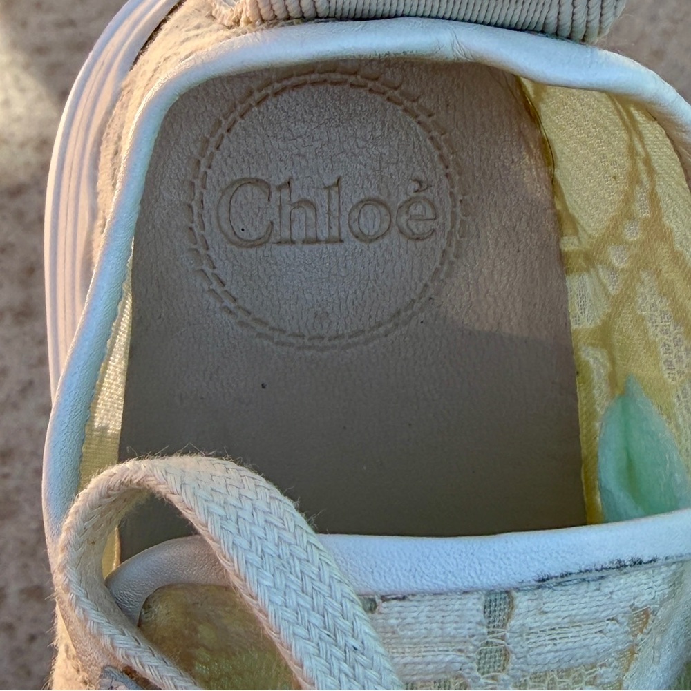 Chloé Lauren Low Top Round Toe Lace Comfort Sneaker Mild Beige Women EU 37 Spain - Picture 9 of 17
